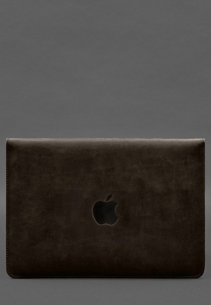 Чохол-конверт із клапаном шкіра+фетр для MacBook 16" Темно-коричневий Crazy Horse BN-GC-16-1-o-felt-d фото