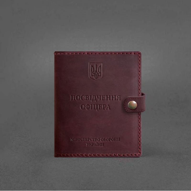 Шкіряна обкладинка-портмоне для посвідчення офіцера 11.0 бордова Crazy Horse BN-OP-11-vin-kr фото