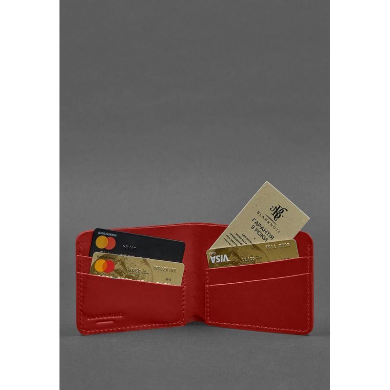 Шкіряне портмоне 4.1 (4 кишені) червоне BN-PM-4-1-red фото