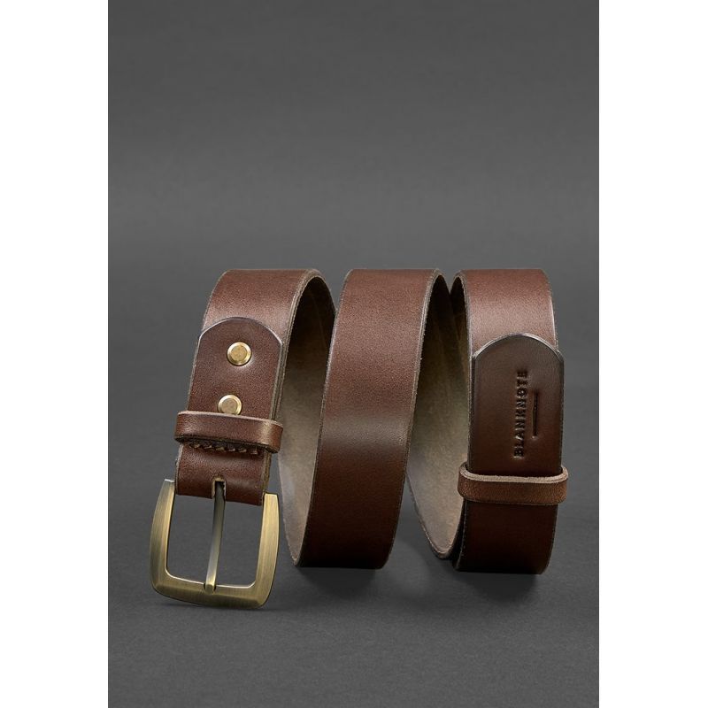 Чоловічий шкіряний вузький ремінь 30 мм Коричневий BN-BELT-3-brown фото