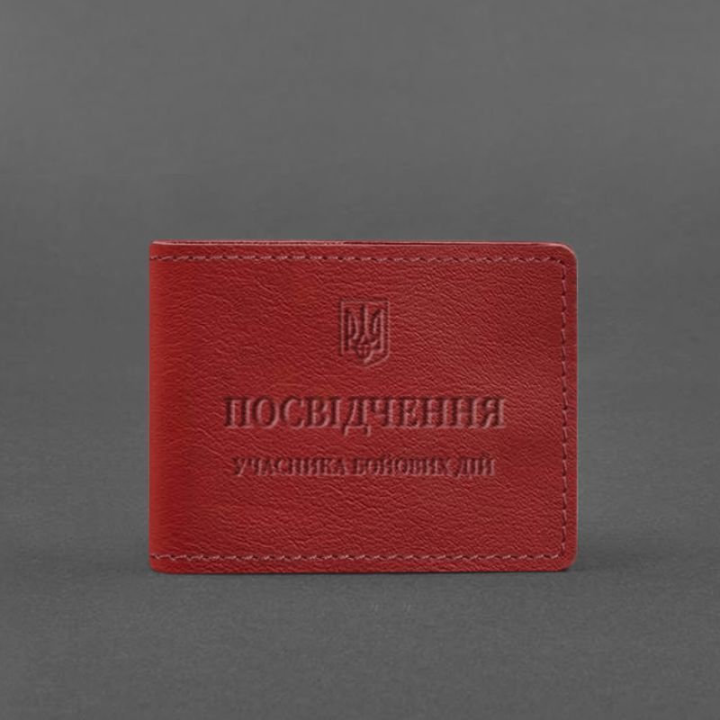 Кожаная обложка для удостоверения участника боевых действий красная BN-IDC-2-1-red фото