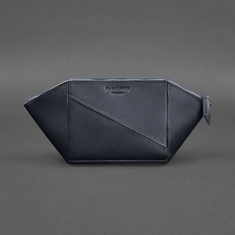 Жіноча шкіряна косметичка Краст темно-синя BN-CB-2-navy-blue фото
