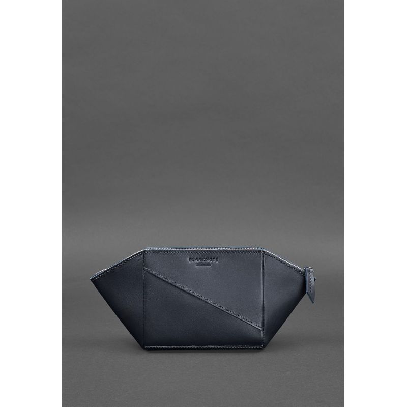 Жіноча шкіряна косметичка Краст темно-синя BN-CB-2-navy-blue фото