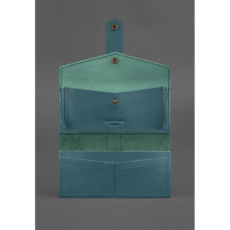 Шкіряне жіноче портмоне 3.0 зелене Краст BN-PM-3-malachite фото