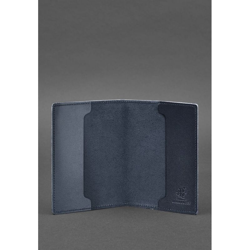 Кожаная обложка для военного билета 7.0 темно-синяя BN-OP-7-navy-blue фото
