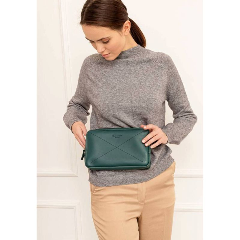 Шкіряна поясна сумка Dropbag Maxi зелена Krast BN-BAG-20-malachite фото