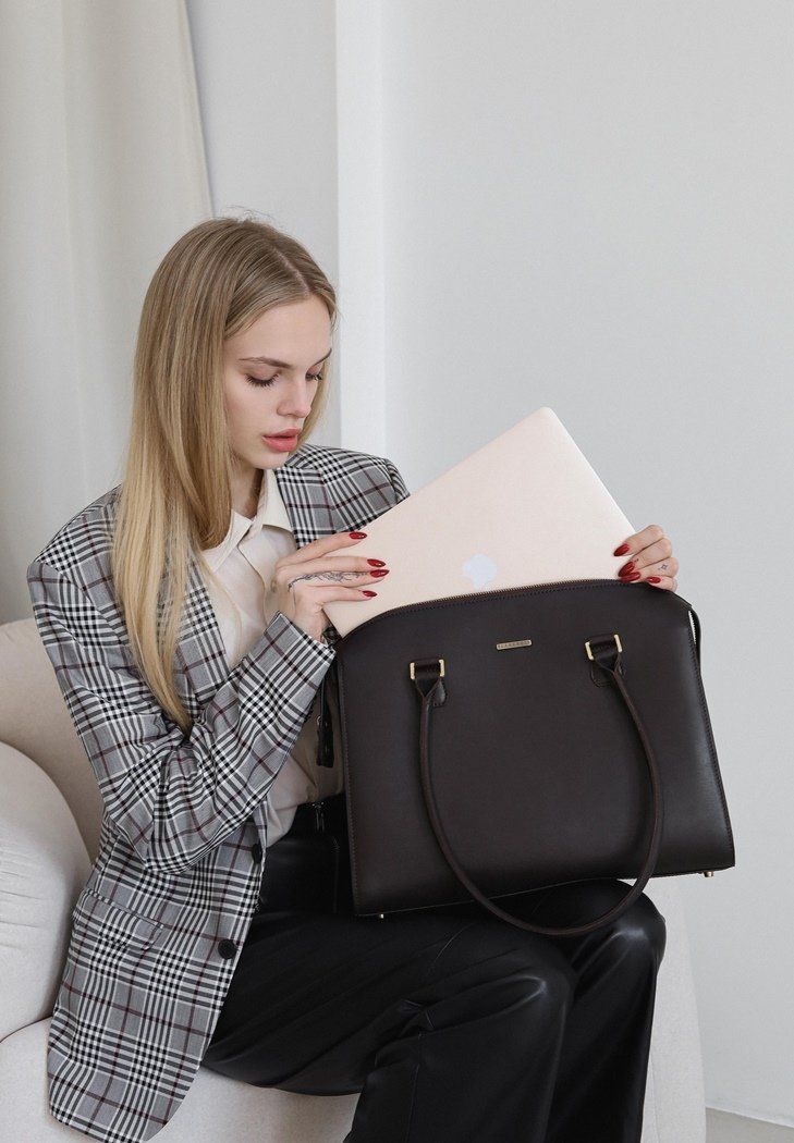 Женская кожаная сумка Business темно-коричневая Краст BN-BAG-57-choko фото
