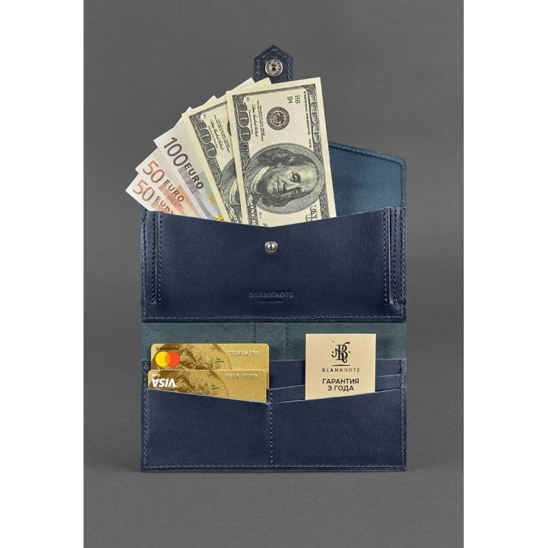 Кожаное портмоне 3.0 темно-синее BN-PM-3-navy-blue фото