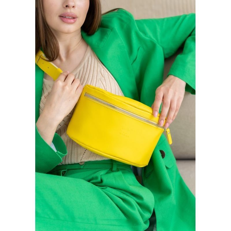 Шкіряна поясна сумка жовта TW-BeltBag-yell фото