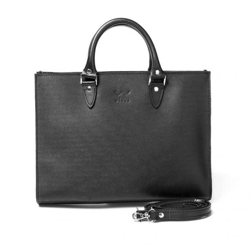 Жіноча шкіряна сумка Fancy A4 чорна TW-Fency-A4-black фото