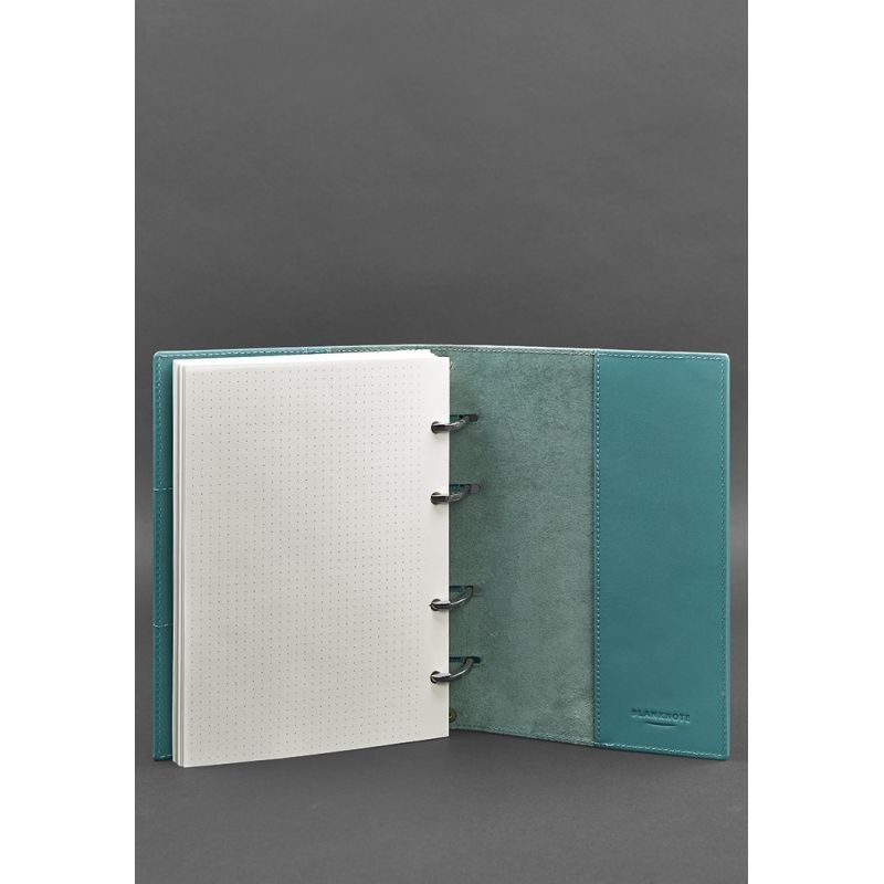 Шкіряний блокнот на кільцях 9.0 з твердою бірюзовою обкладинкою BN-SB-9-hard-tiffany фото