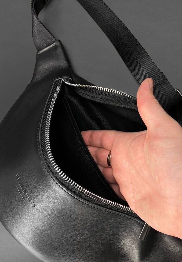 Шкіряна поясна сумка-бананка Kanny чорна BN-BAG-59-g фото