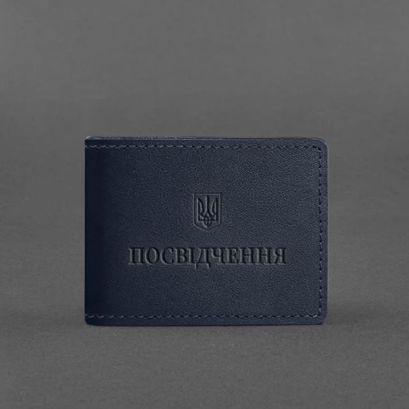 Универсальная кожаная обложка для удостоверения темно-синяя BN-IDC-3-navy-blue фото