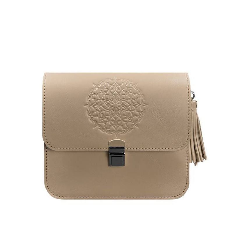 Шкіряна жіноча бохо-сумка Лілу світло-бежева краст BN-BAG-3-light-beige фото