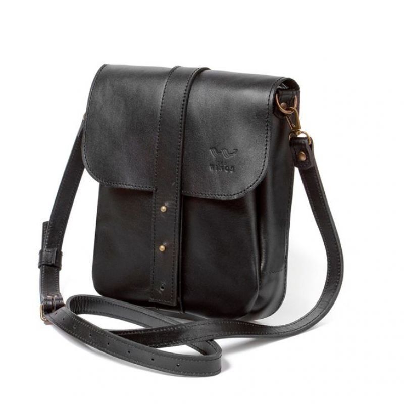 Чоловіча шкіряна сумка Mini Bag чорна TW-Mini-bag-m-black-ksr фото