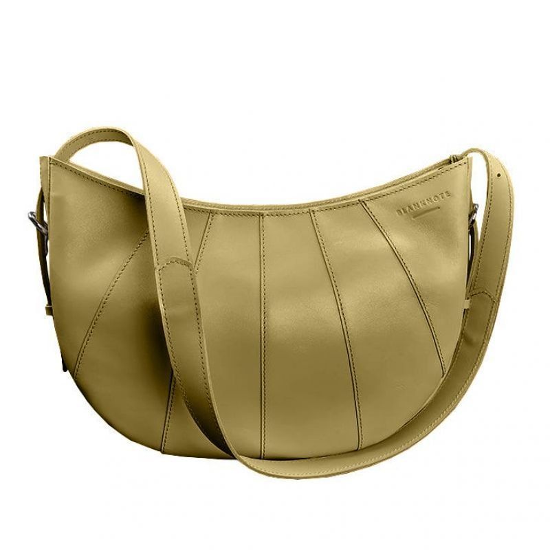 Шкіряна жіноча сумка Круассан оливкова BN-BAG-12-olive фото