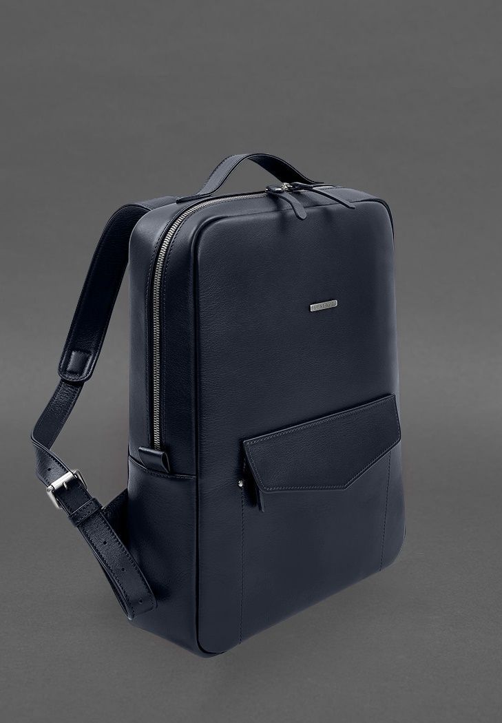 Шкіряний рюкзак на блискавці Cooper maxi синій BN-BAG-19-1-navy-blue фото