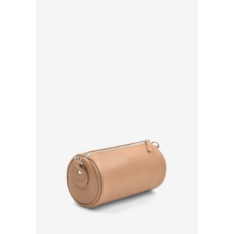 Кожаная сумка поясная-кроссбоди Cylinder карамель флотар TW-Cilindr-dark-beige-flo фото