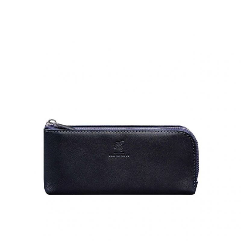 Кожаное портмоне-купюрник на молнии 14.0 Синее BN-PM-14-navy-blue фото