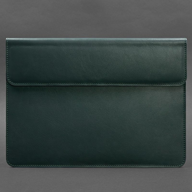 Кожаный чехол-конверт на магнитах для MacBook 15 дюйм Зеленый BN-GC-11-malachite фото
