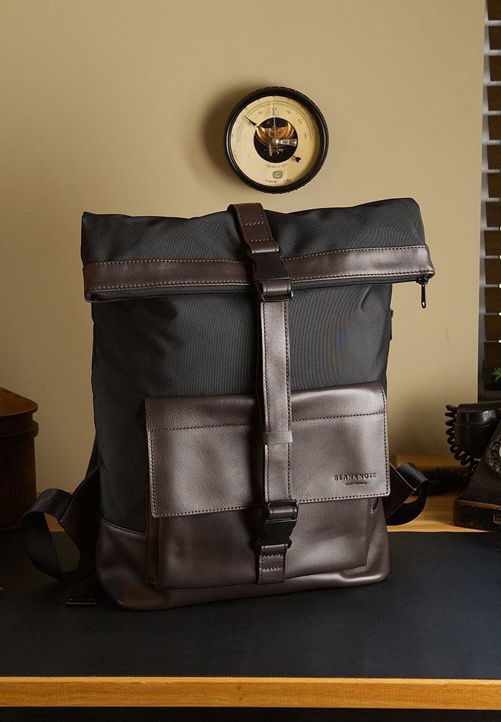 Рюкзак Urban черный с коричневыми вставками BN-BAG-61-choko-g фото