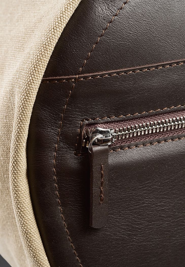 Сумка&nbsp;Harper MAXI&nbsp;з канвасу з темно-коричневими шкіряними вставками BN-BAG-63-p-choko фото