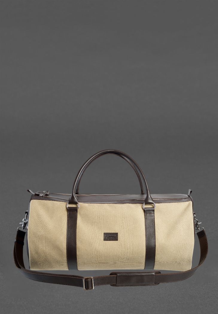 Сумка&nbsp;Harper MAXI&nbsp;з канвасу з темно-коричневими шкіряними вставками BN-BAG-63-p-choko фото