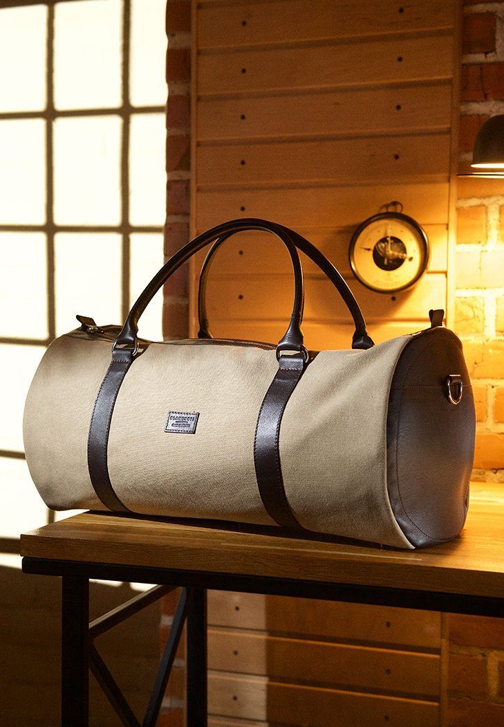 Сумка&nbsp;Harper MAXI&nbsp;з канвасу з темно-коричневими шкіряними вставками BN-BAG-63-p-choko фото