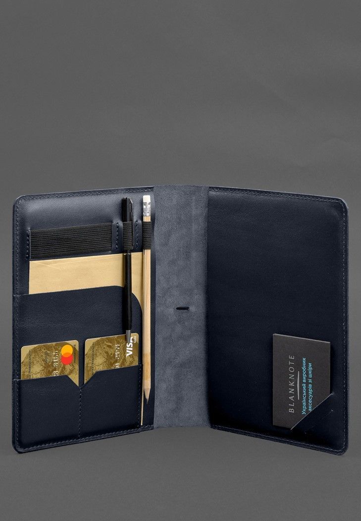Шкіряний блокнот А5 (софт-бук) 9.4 синій BN-SB-9-4-navy-blue фото
