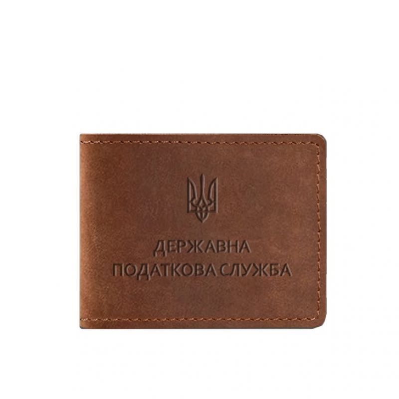 Кожаная обложка на удостоверение Государственной налоговой службы светло-коричневая Crazy Horse BN-OP-17-k-kr фото