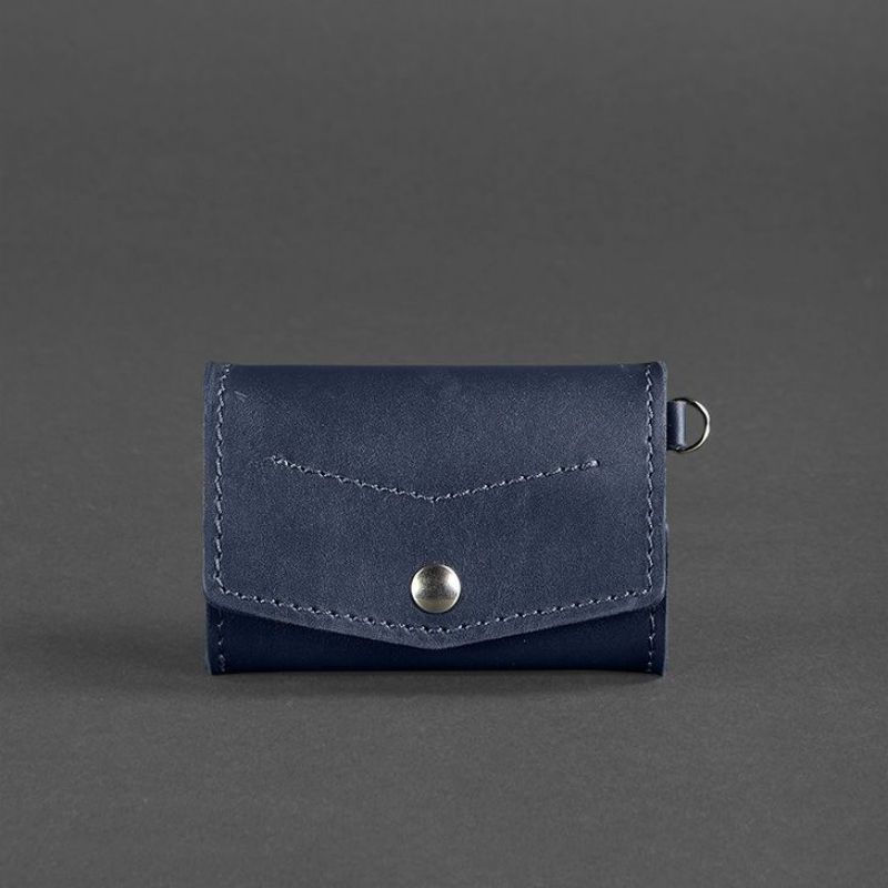 Кожаная монетница с клапаном 1.0 темно-синяя BN-CW-1-navy-blue фото