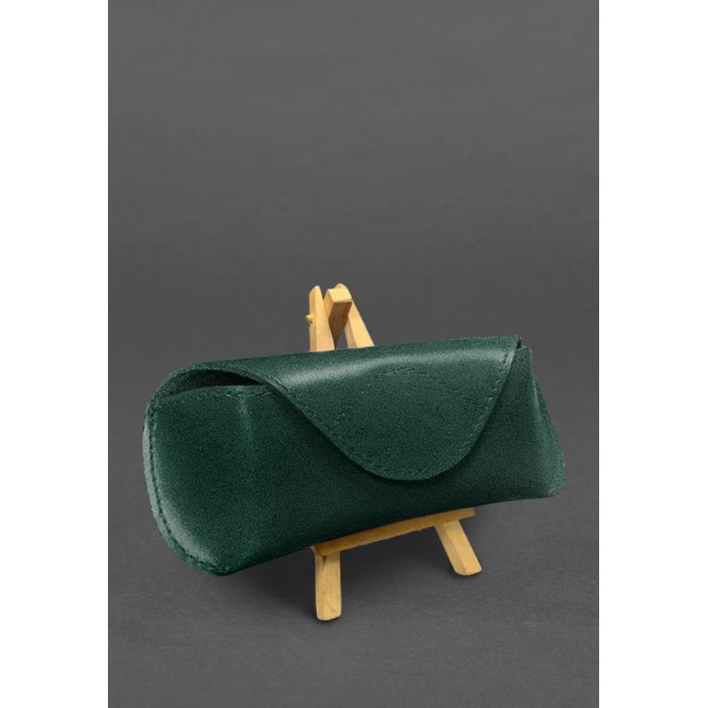 Кожаный чехол для очков с клапаном на магните Зеленый Краст BN-GC-24-malachite фото