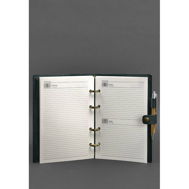 Шкіряний блокнот з датованим блоком (Софт-бук) 9.1 зелений Crazy Horse BN-SB-9-1-iz фото