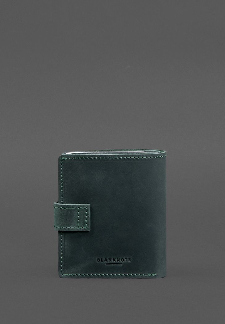 Шкіряна обкладинка-портмоне для посвідчення офіцера ДПСУ із кишенею для жетону 11.3 зелена Crazy Horse BN-OP-11-3-iz фото