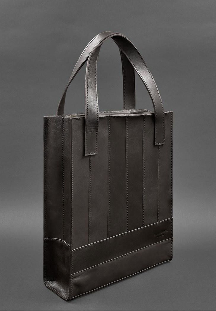 Шкіряна жіноча сумка шоппер Бетсі темно-кориичнева краст BN-BAG-10-choko фото
