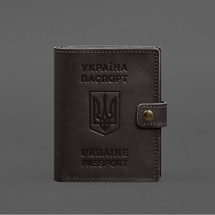 Шкіряна обкладинка-портмоне на паспорт з гербом України 25.1 темно-коричнева BN-OP-25-1-choko фото