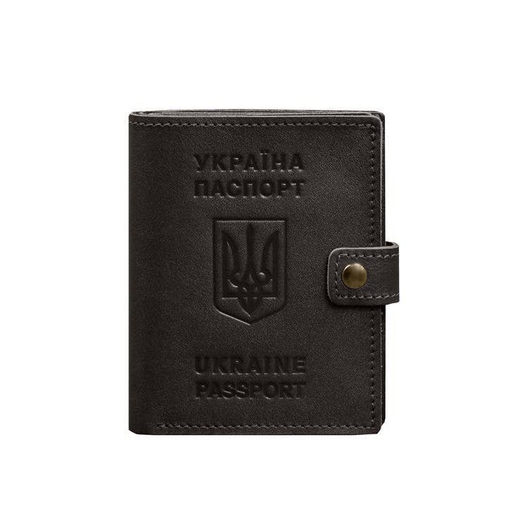 Шкіряна обкладинка-портмоне на паспорт з гербом України 25.1 темно-коричнева BN-OP-25-1-choko фото