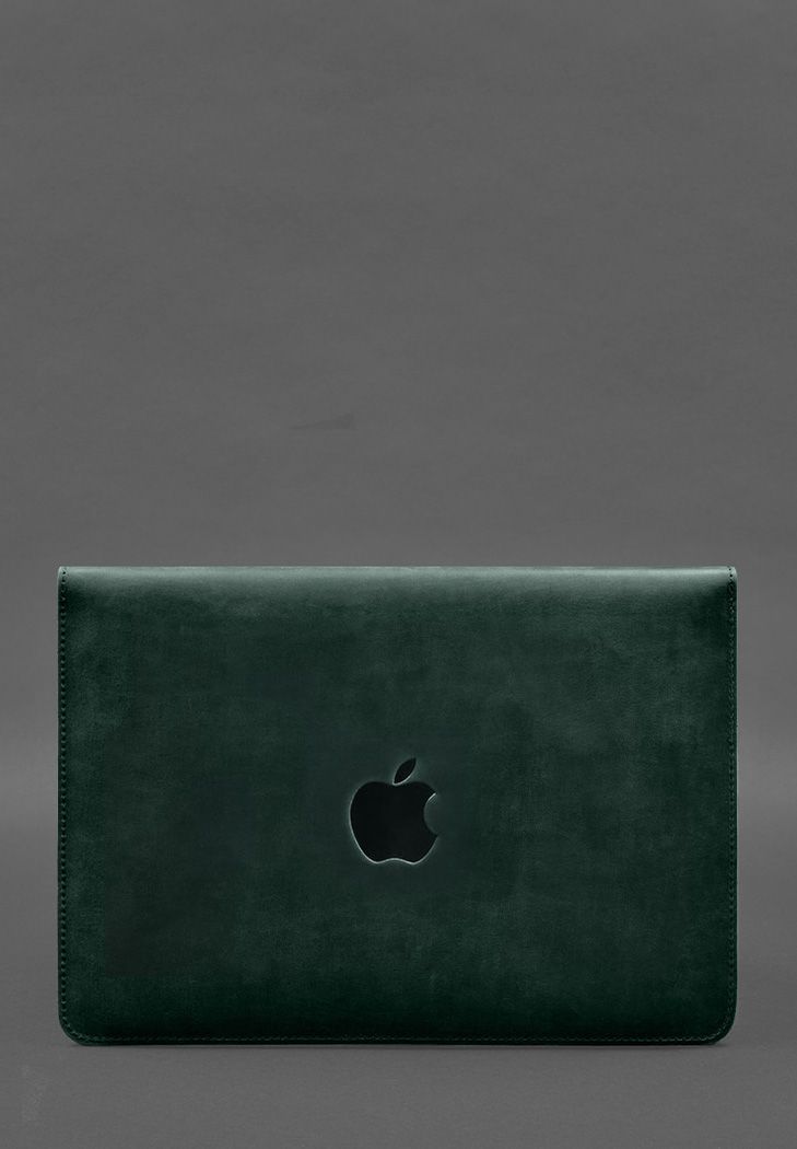 Чохол-конверт із клапаном шкіра+фетр для MacBook 13" Зелений Crazy Horse BN-GC-13-1-iz-felt-d фото