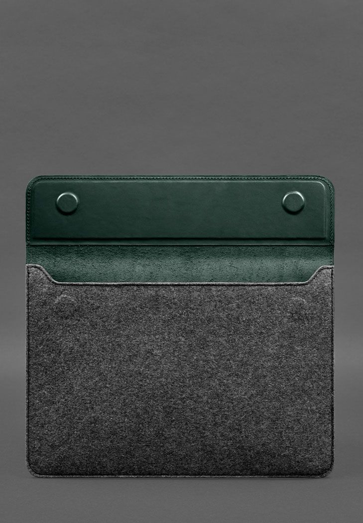 Чохол-конверт із клапаном шкіра+фетр для MacBook 13" Зелений Crazy Horse BN-GC-13-1-iz-felt-d фото