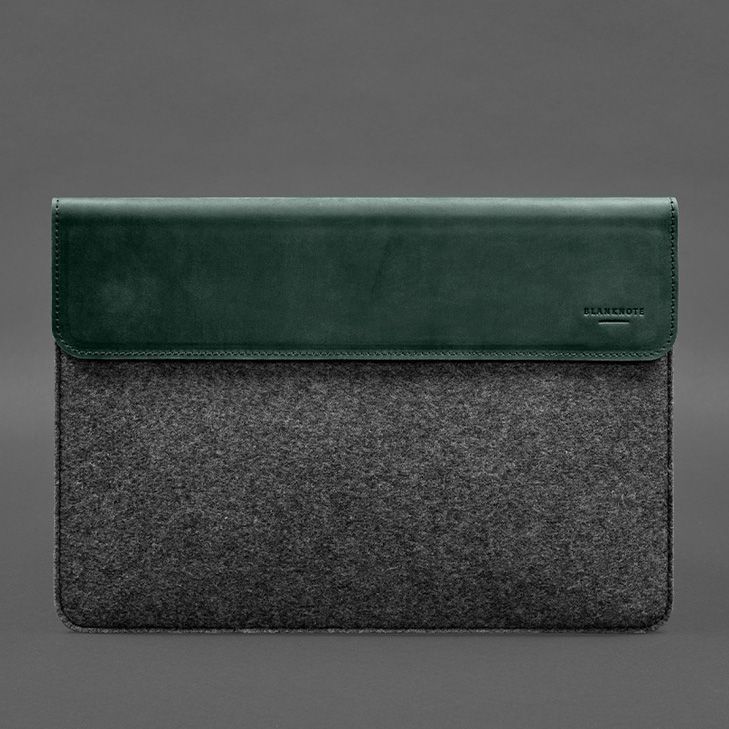Чохол-конверт із клапаном шкіра+фетр для MacBook 13" Зелений Crazy Horse BN-GC-13-1-iz-felt-d фото