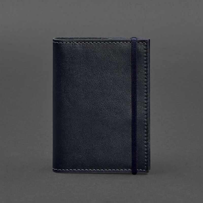 Кожаная обложка для паспорта 1.0 темно-синяя краст BN-OP-1-navy-blue фото