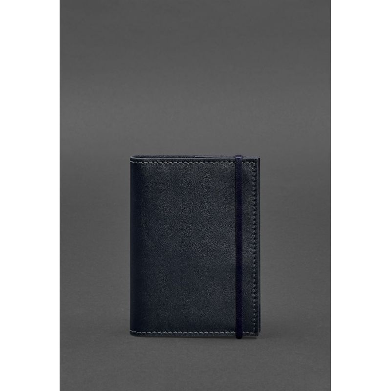 Кожаная обложка для паспорта 1.0 темно-синяя краст BN-OP-1-navy-blue фото