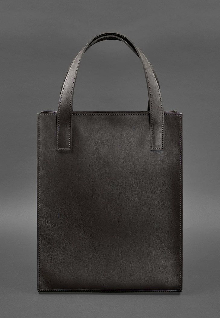 Шкіряна жіноча сумка шоппер Бетсі з кишенею темно-коричнева Краст BN-BAG-10-1-choko фото