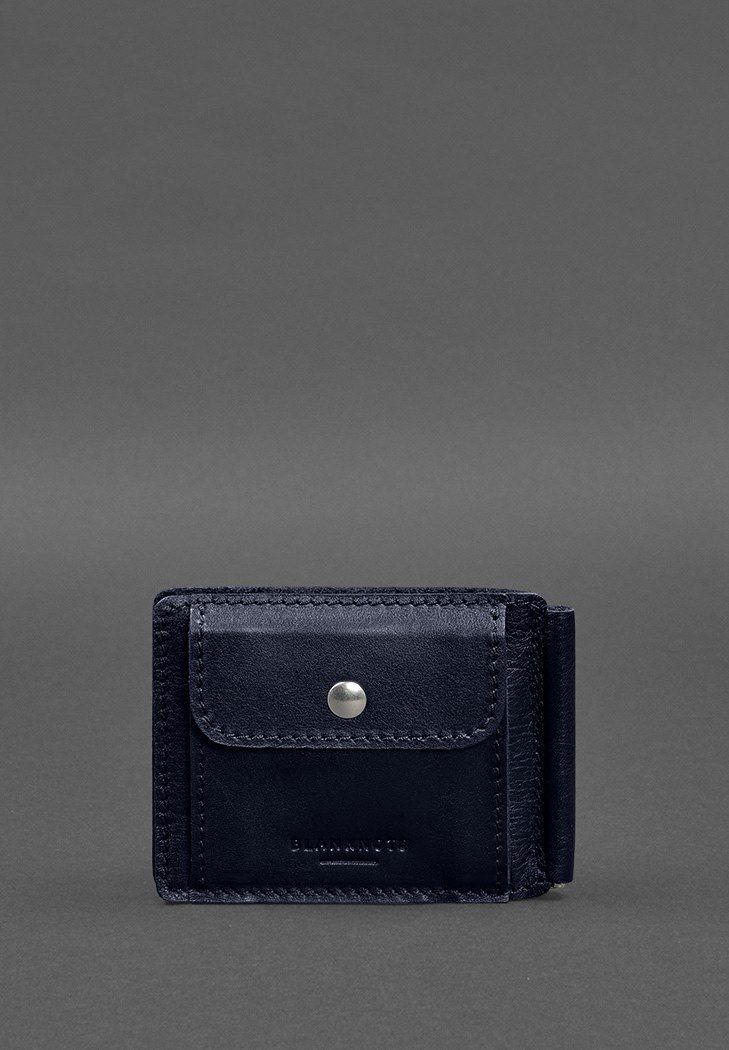 Шкіряне портмоне 13.0 затискач синій краст BN-PM-13-navy-blue фото
