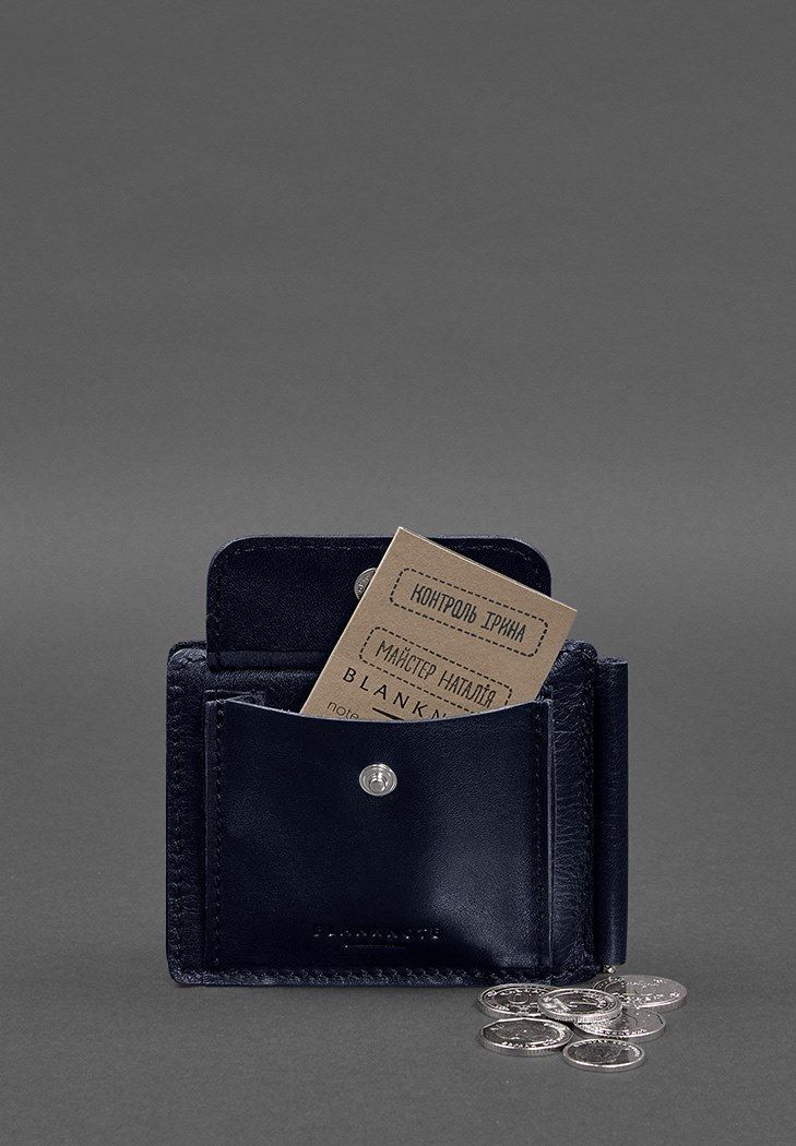 Шкіряне портмоне 13.0 затискач синій краст BN-PM-13-navy-blue фото