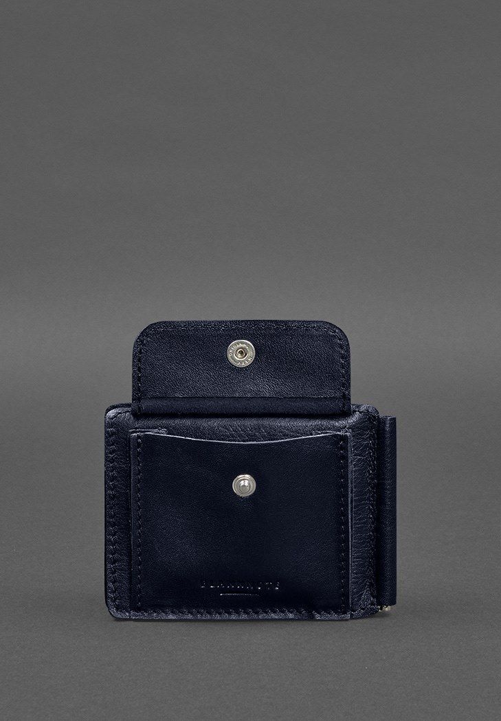 Шкіряне портмоне 13.0 затискач синій краст BN-PM-13-navy-blue фото