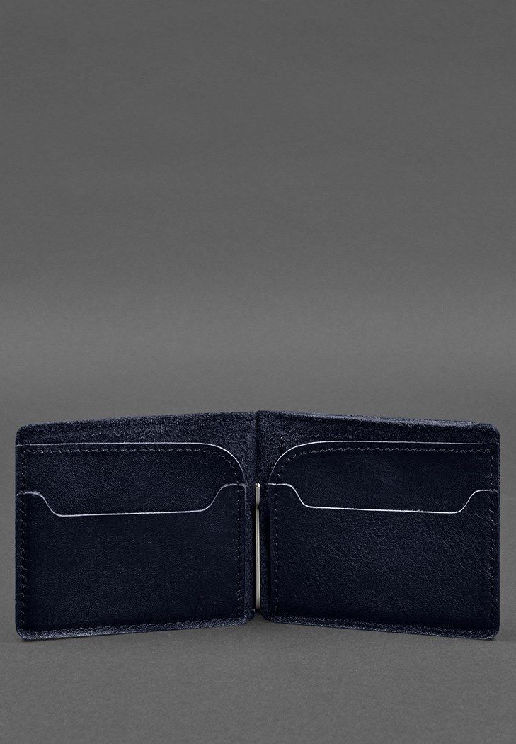 Шкіряне портмоне 13.0 затискач синій краст BN-PM-13-navy-blue фото