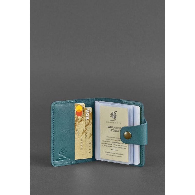 Женский кожаный кард-кейс 7.1 (Книжечка) зеленый BN-KK-7-1-malachite фото