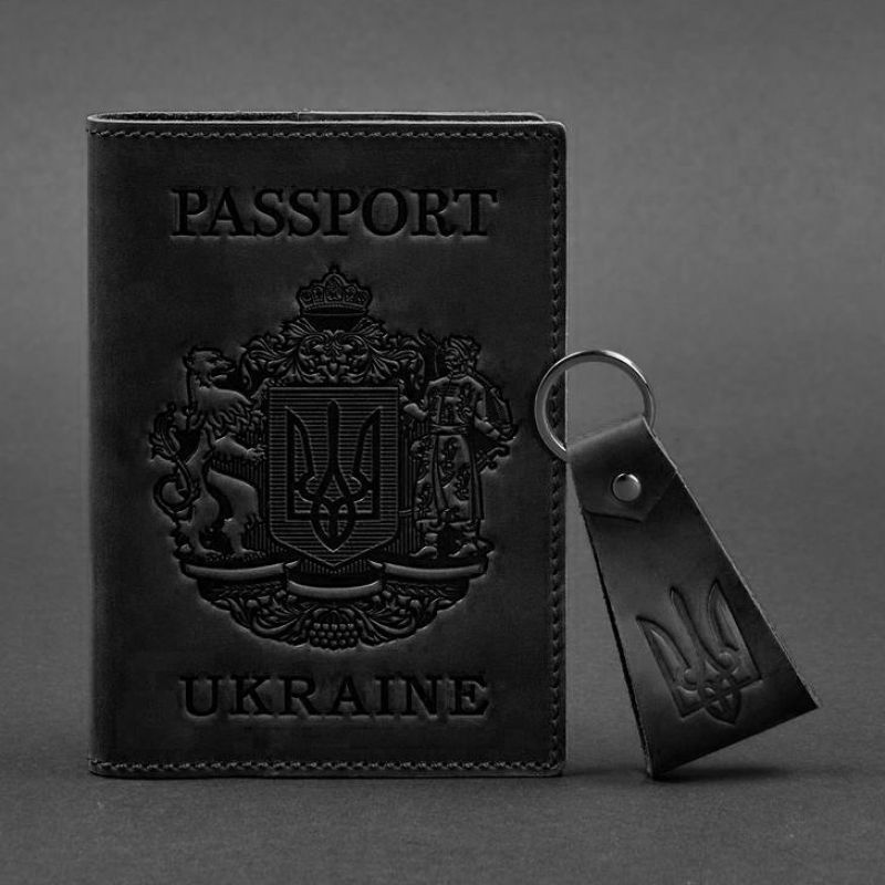 Подарунковий набір шкіряних аксесуарів з українською символікою чорний BN-SET-42-UA-g-kr фото