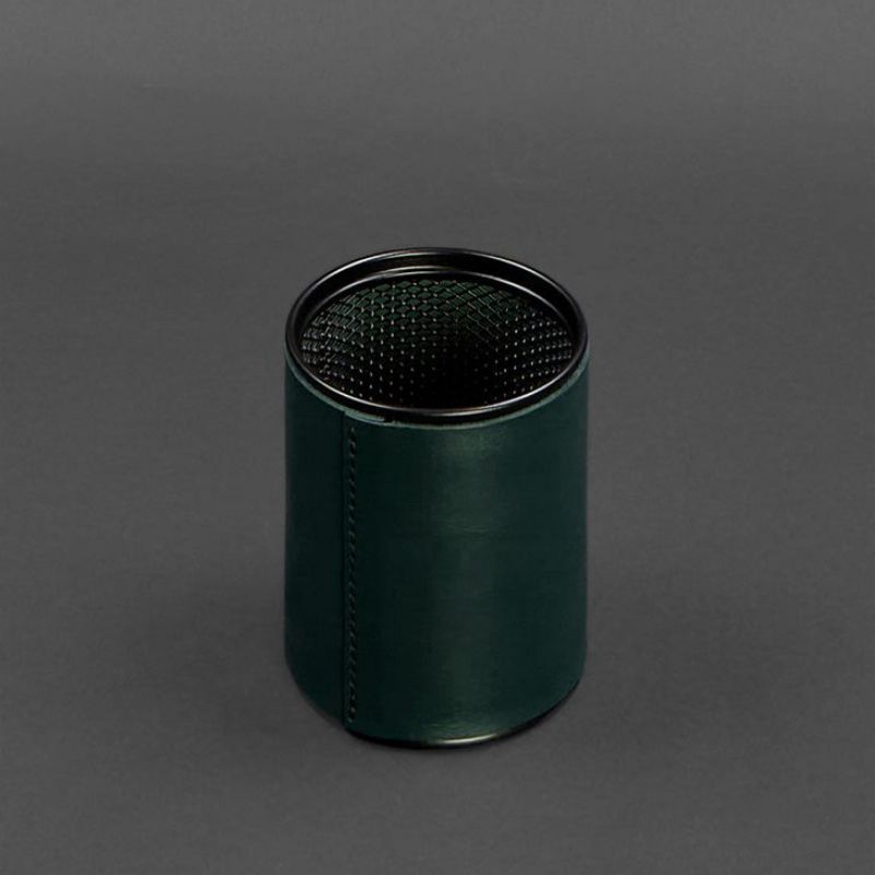 Стакан для ручок у шкіряному чохлі зелений краст BN-SP-malachite фото